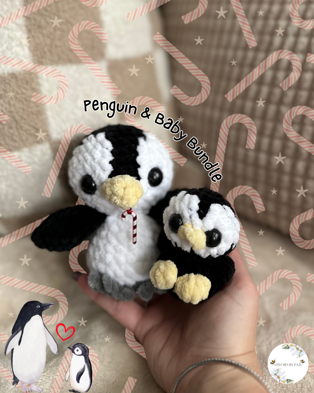 Puddles the Penguin & Baby Penguin Bundle - Black & White