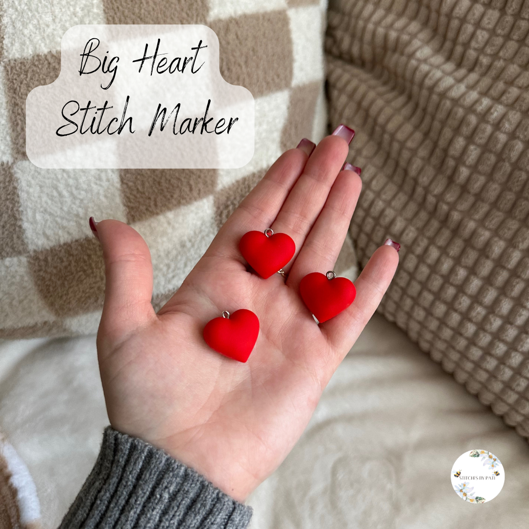 Custom Heart Stitch Marker/Zipper Charm - Lobster Clasp - Crochet/Knitting
