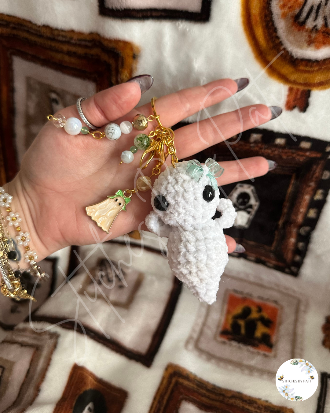 The Friendly Ghost Beaded Bag Charm