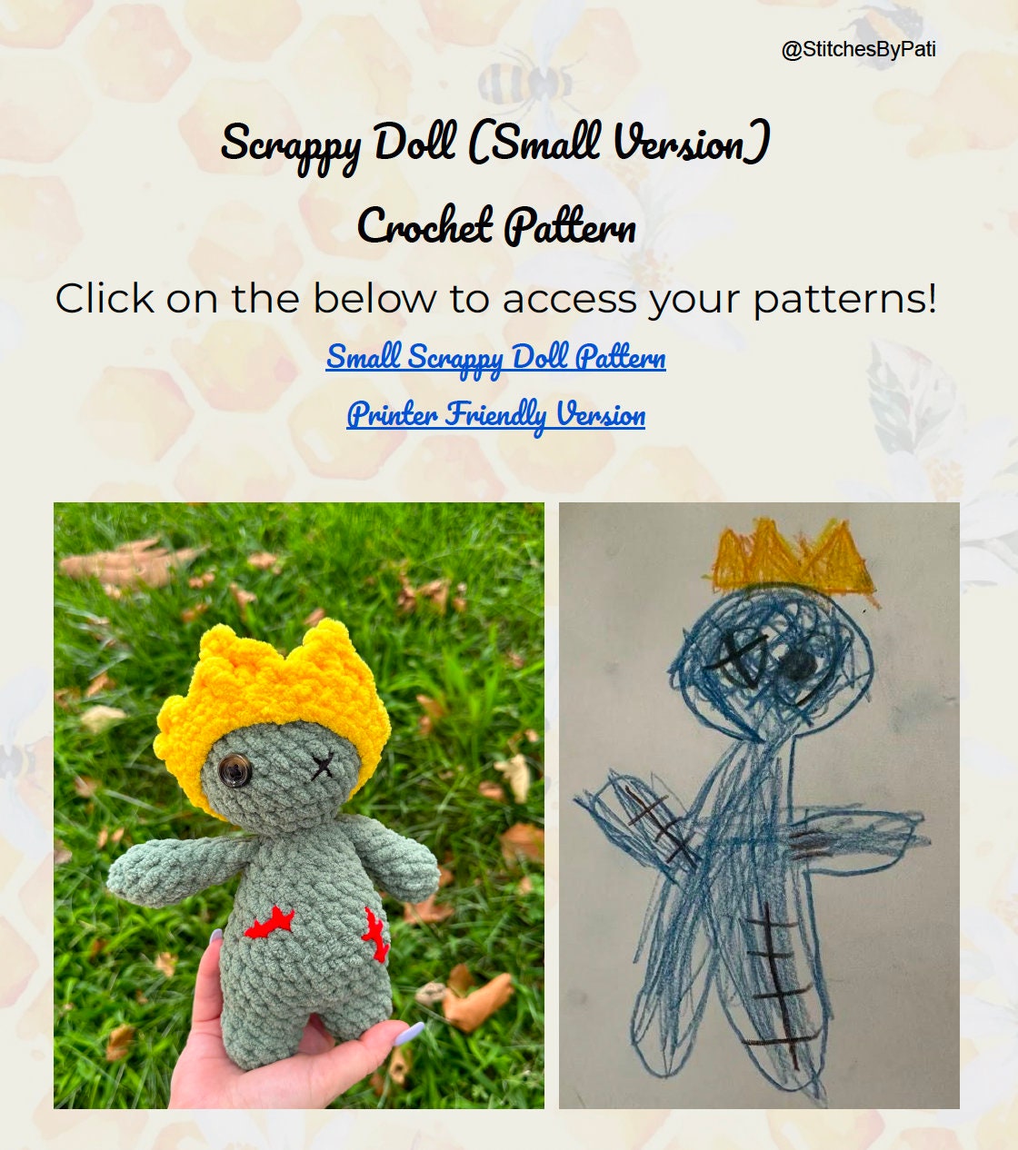 Small Scrappy Doll- NO SEW! Crochet Pattern