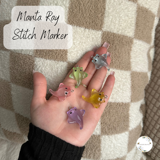 Custom Manta Ray Stitch Marker/Zipper Charm - Lobster Clasp - Crochet/Knitting