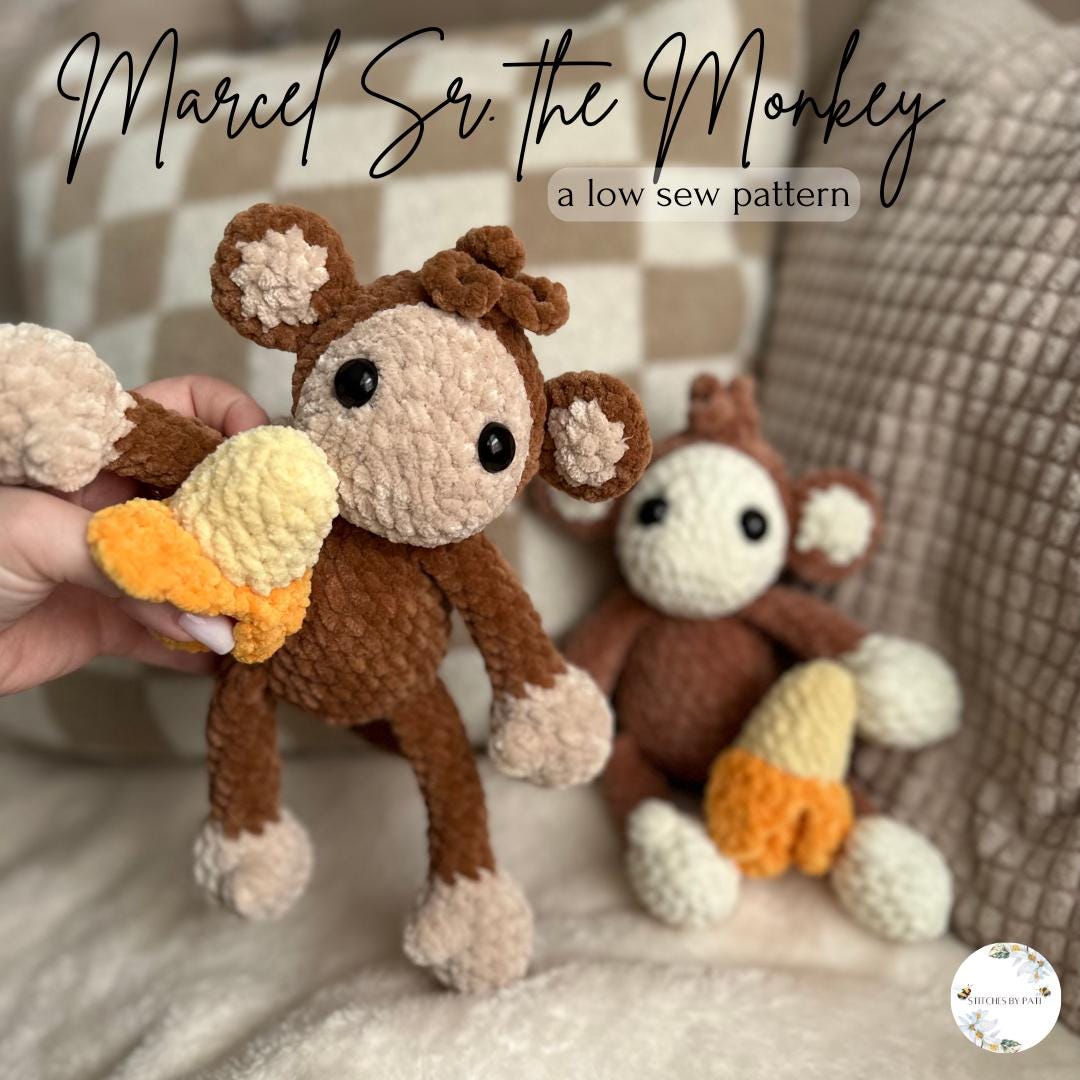 Marcel Senior the Monkey - Monkey Crochet Pattern - Low Sew Crochet Pattern