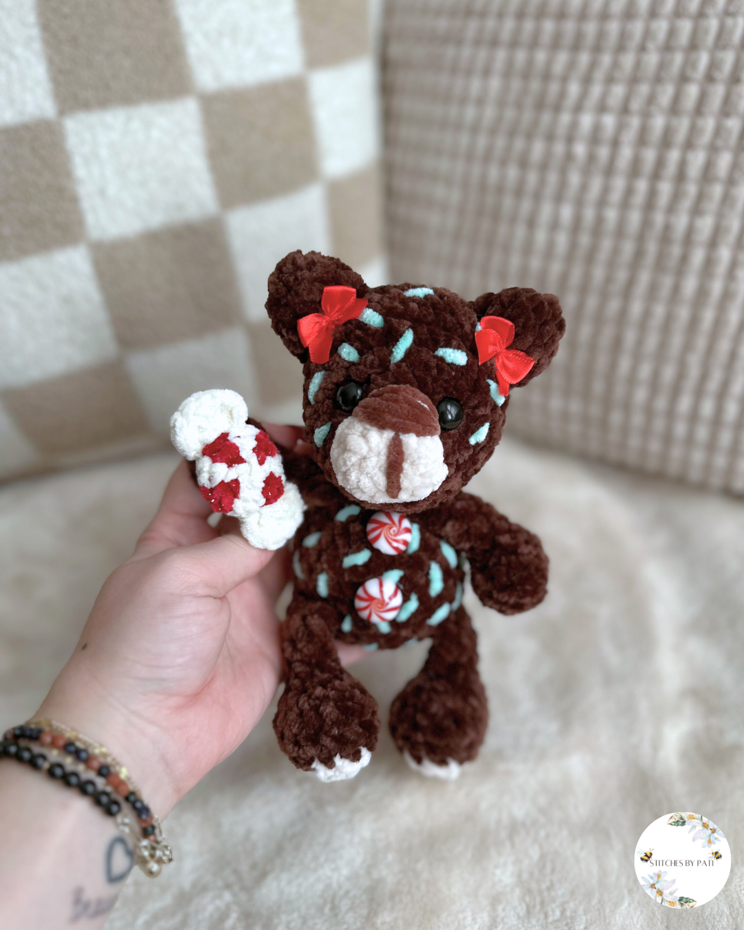 A Mint Chocolate Chip Teddy Bear - Theo the Teddy Bear - Crochet Plushie