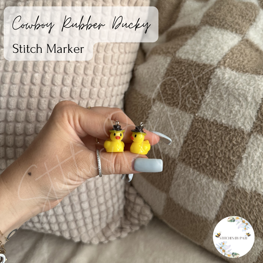 Cowboy Rubber Ducky Stitch Marker/Zipper Charm - Lobster Clasp - Crochet/Knitting