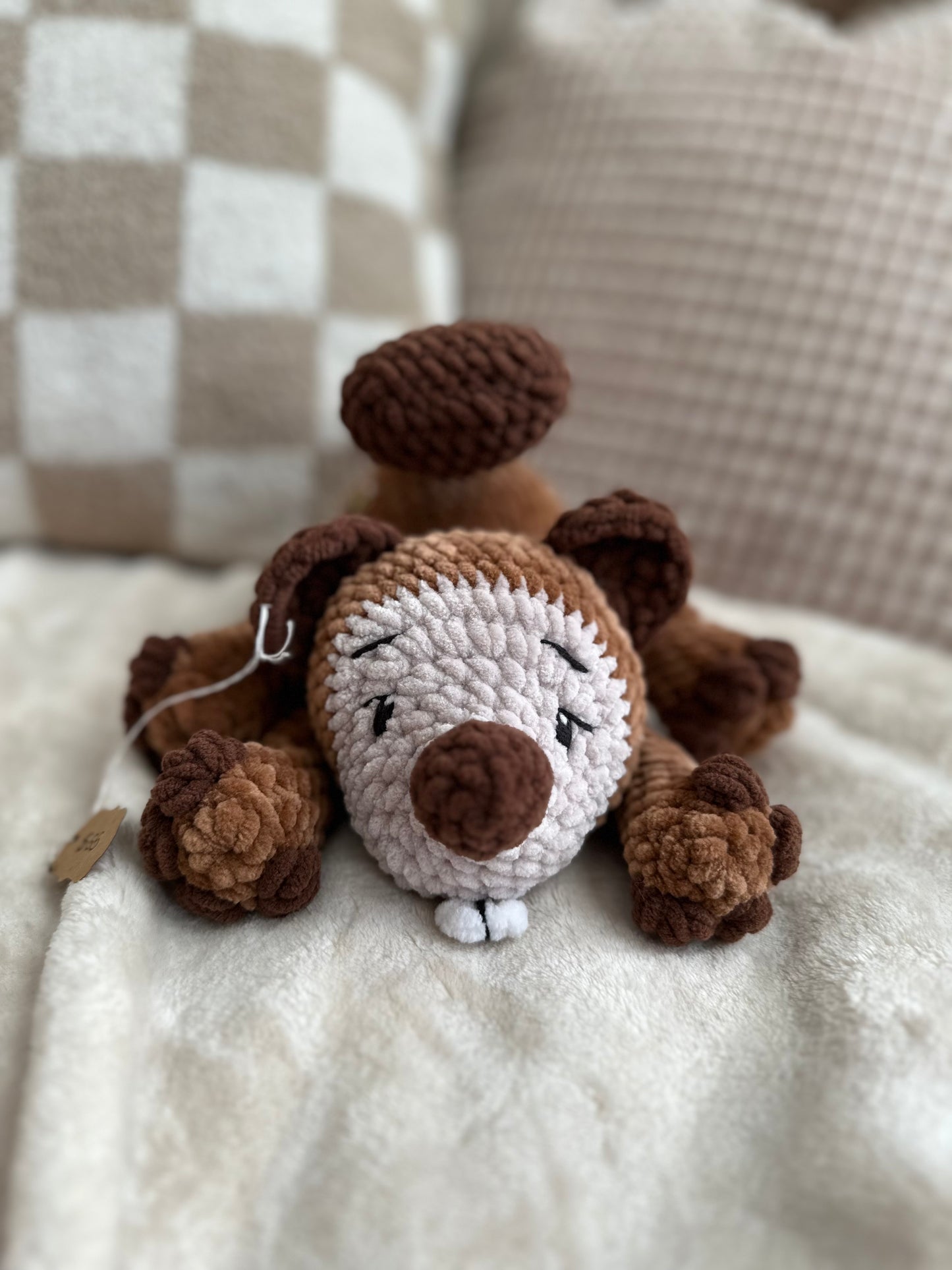 Beaver Crochet Plushie with Flower & Bee Embroidery