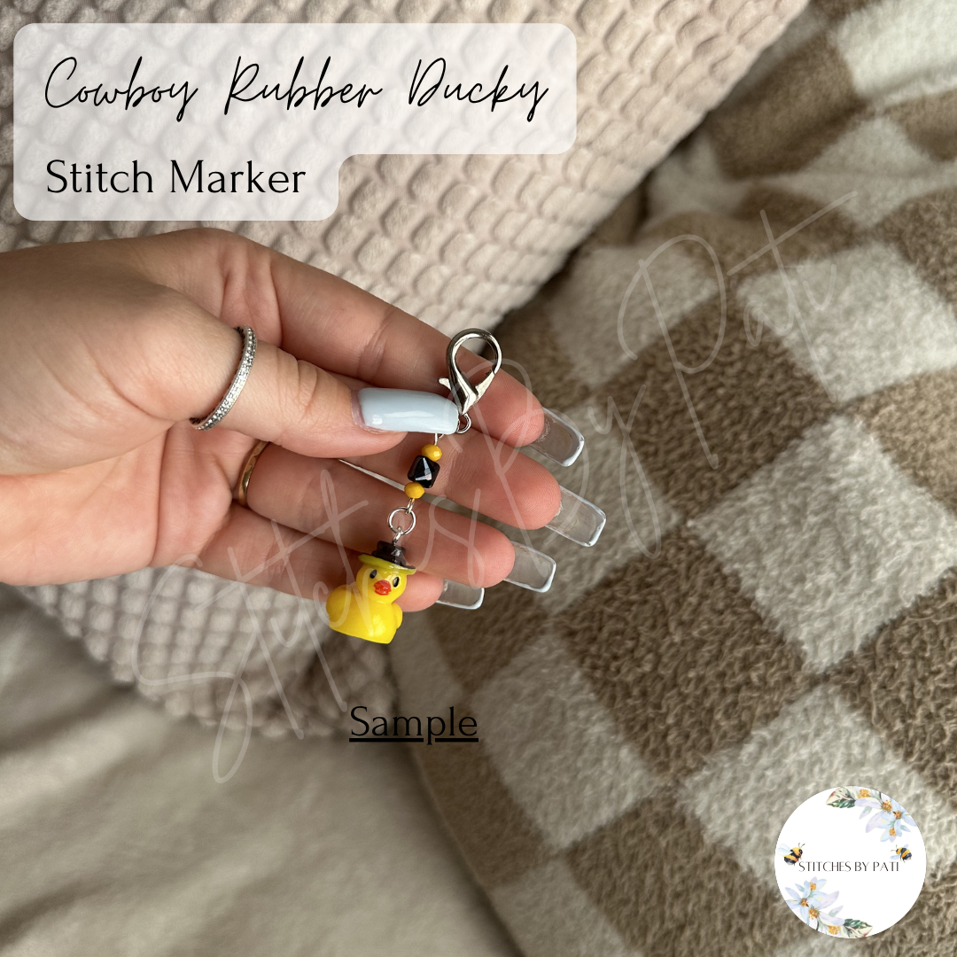 Cowboy Rubber Ducky Stitch Marker/Zipper Charm - Lobster Clasp - Crochet/Knitting