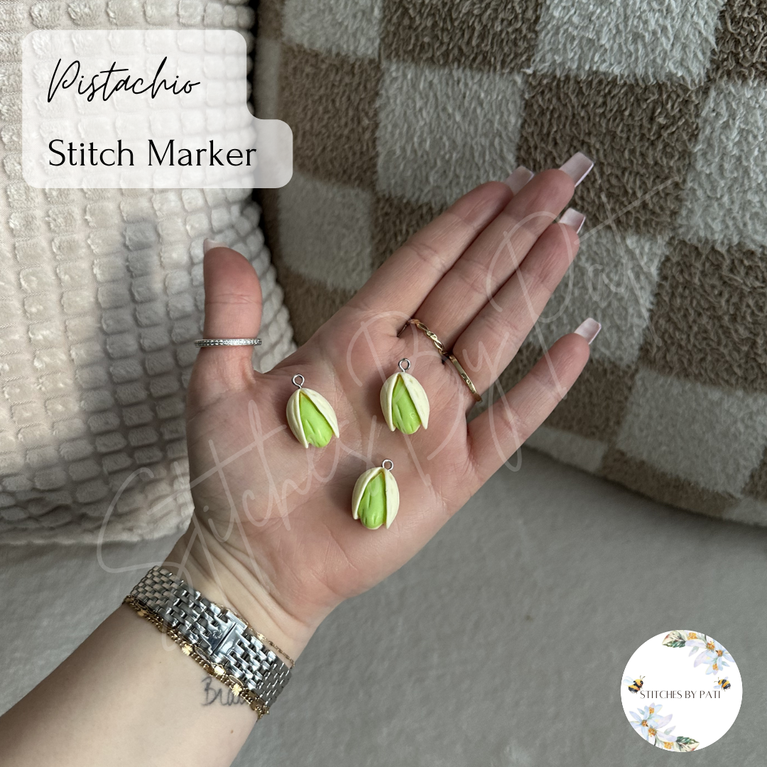 Custom Pistachio Stitch Marker/Zipper Charm - Lobster Clasp - Crochet/Knitting