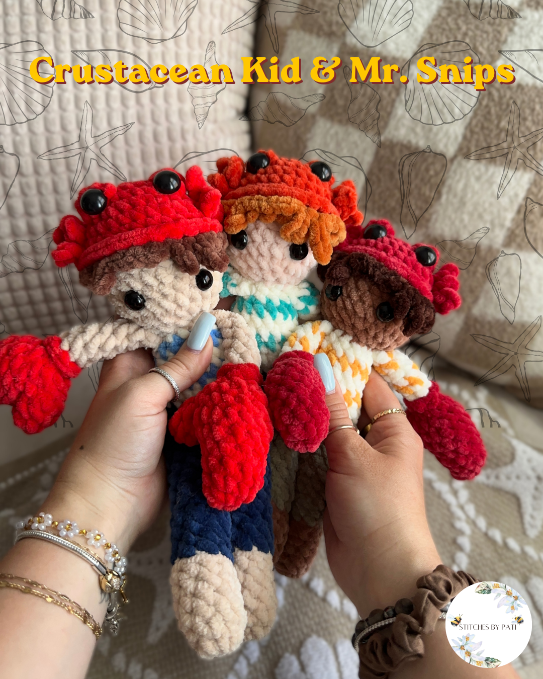Crustacean Kid & Mr. Snips! - LOW SEW! Crochet Pattern - 2in1 Pattern - Doll & Mini Crab