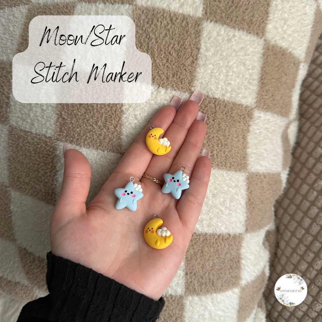 Custom Celestial (Moon, Star) Stitch Marker/Zipper Charm - Lobster Clasp - Crochet/Knitting