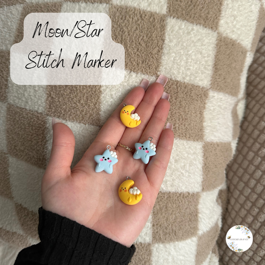 Custom Celestial (Moon, Star) Stitch Marker/Zipper Charm - Lobster Clasp - Crochet/Knitting