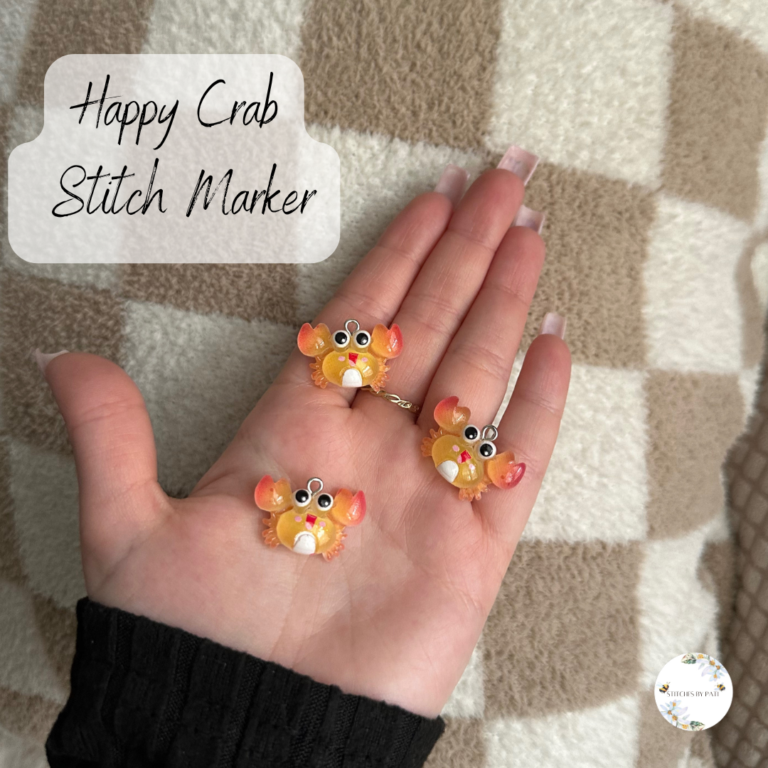 Custom Crab Stitch Marker/Zipper Charm - Lobster Clasp - Crochet/Knitting
