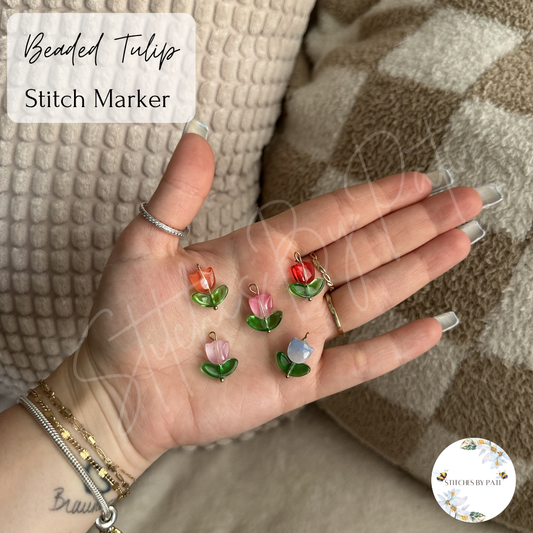 Custom Beaded Tulip Stitch Marker/Zipper Charm - Lobster Clasp - Crochet/Knitting