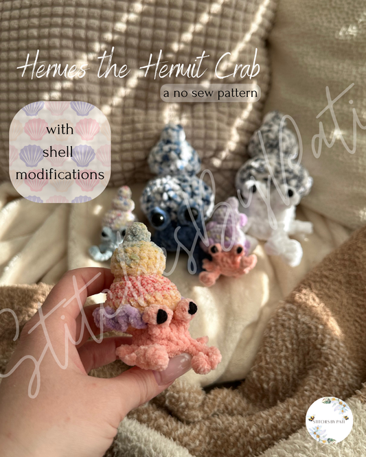 Hermes the Hermit Crab - NO SEW! Crochet Pattern - With Shell Modifications