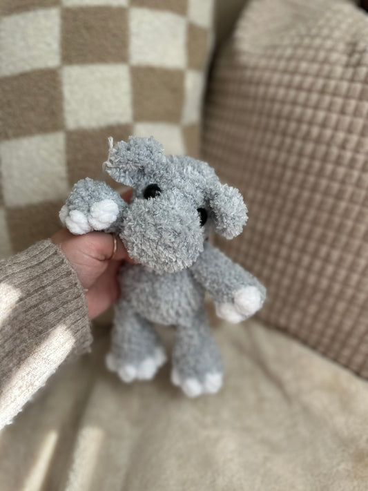 Fluffy Gray Herman the Hippo - Crochet Plushie