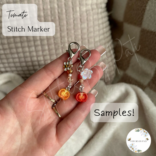 Custom Tomato Stitch Marker/Zipper Charm - Lobster Clasp - Crochet/Knitting