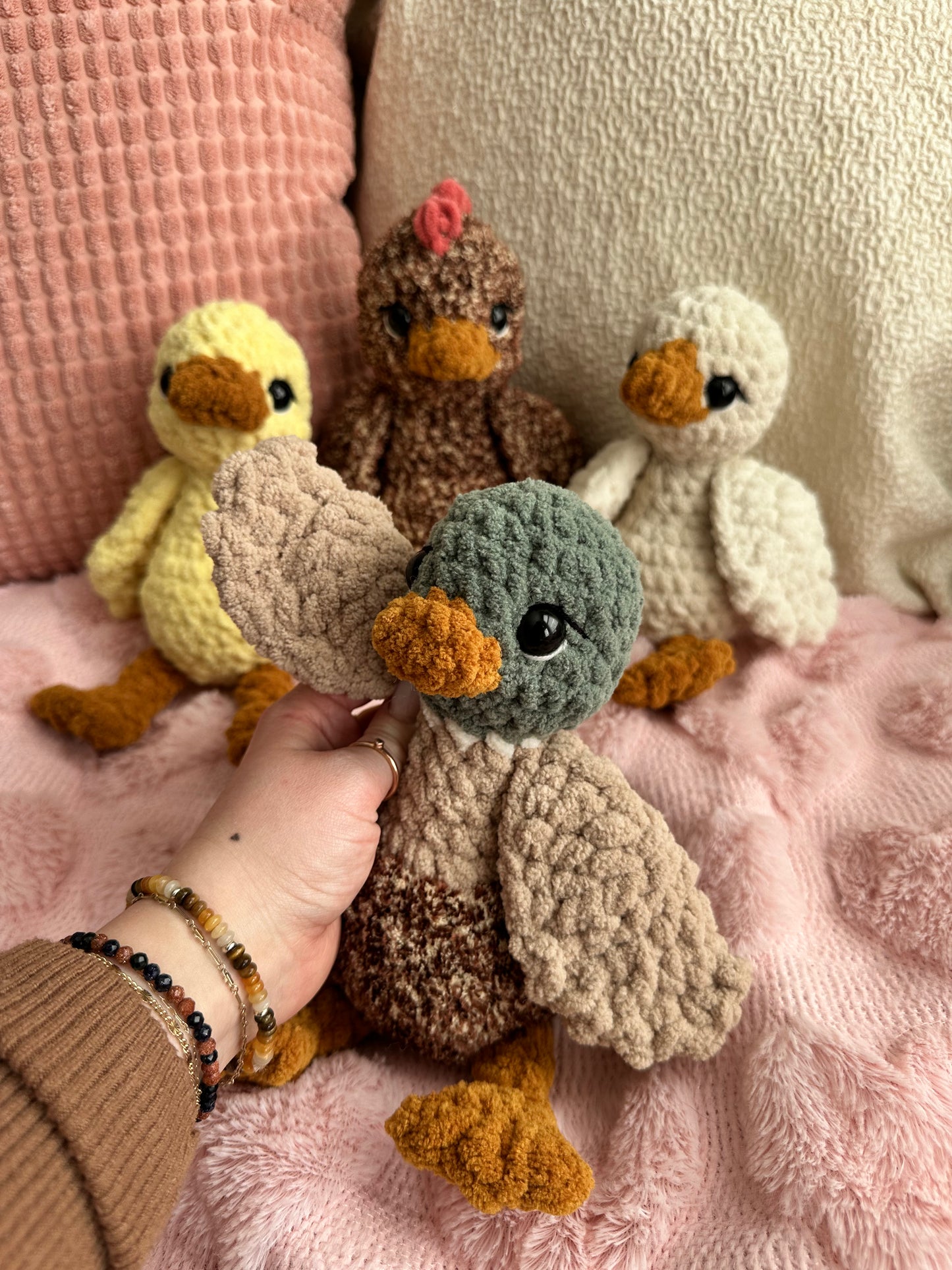 Sitting Chicken, Duck, Goose, Mallard Plushie - Crochet Bird Plushie