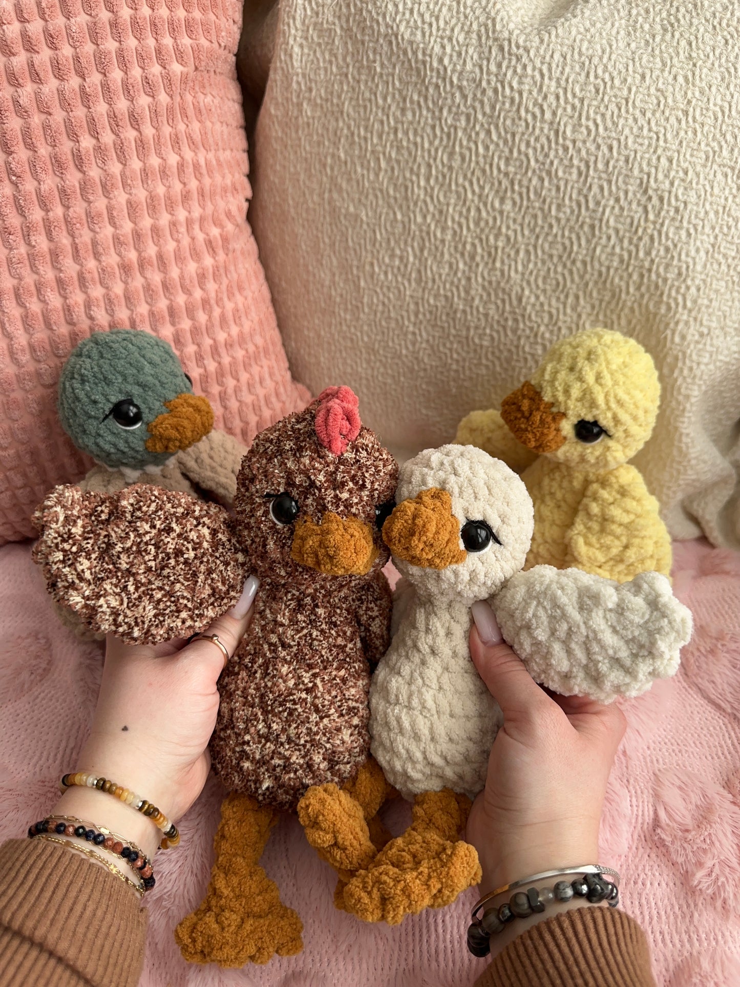 Sitting Chicken, Duck, Goose, Mallard Plushie - Crochet Bird Plushie