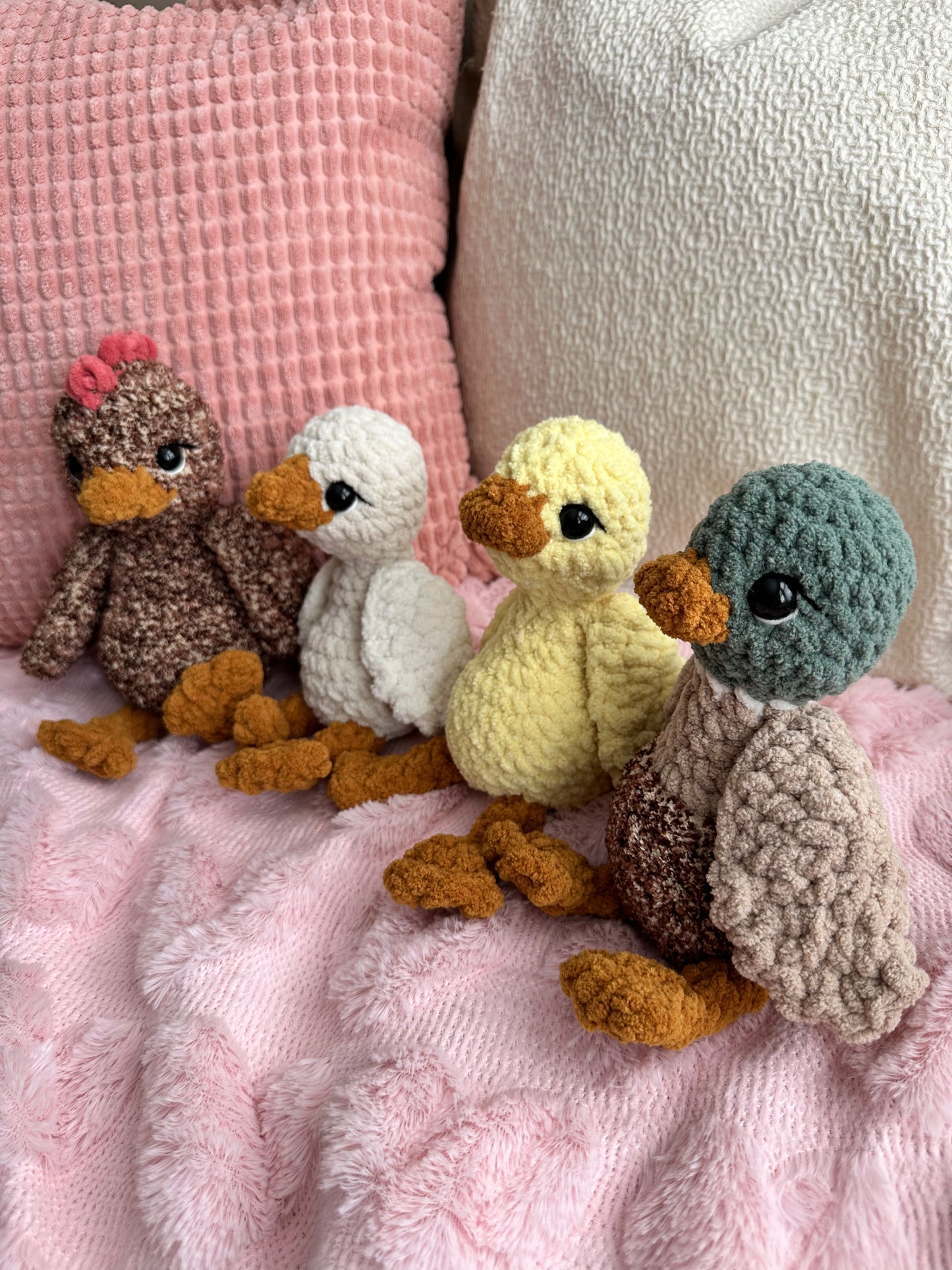Sitting Chicken, Duck, Goose, Mallard Plushie - Crochet Bird Plushie