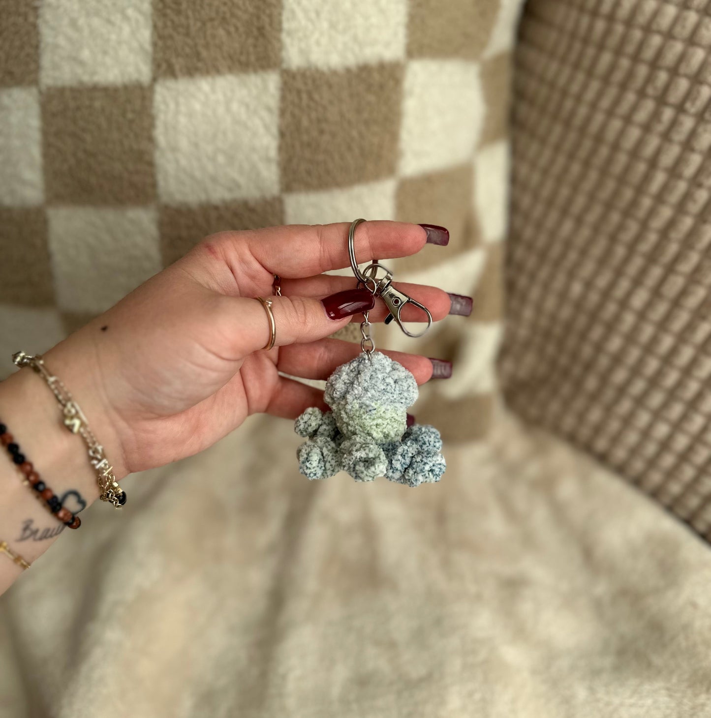 Tiny Tie-Dye Squid Crochet Keychain