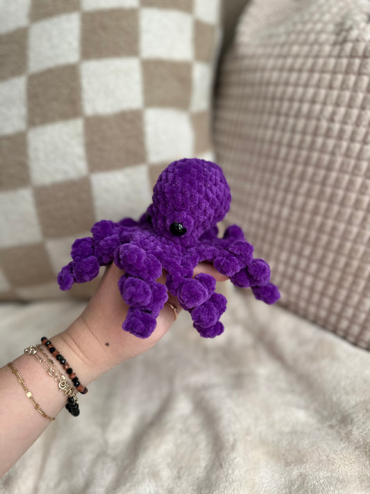 Purple Octopus Crochet Plushie with Curly Tentacles