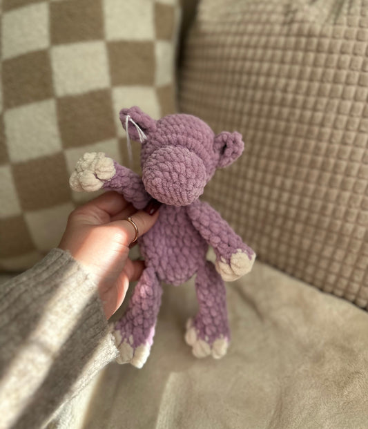 Mauve Herman the Hippo - Crochet Baby Snuggler
