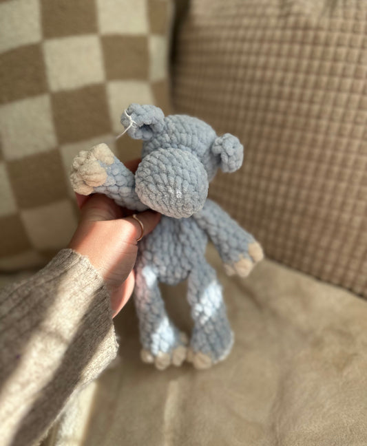 Light Blue Herman the Hippo Crochet Baby Snuggler