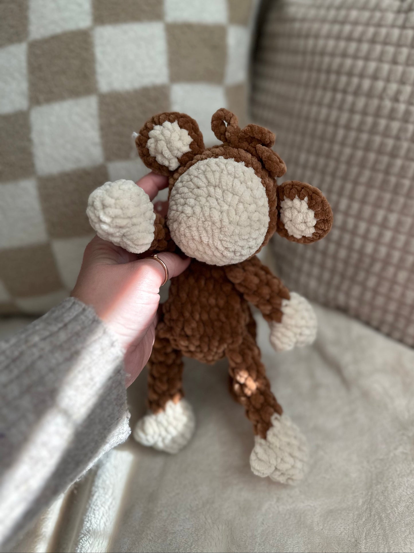 Brown Maverick the Monkey Snuggler - Crochet Baby Snuggler