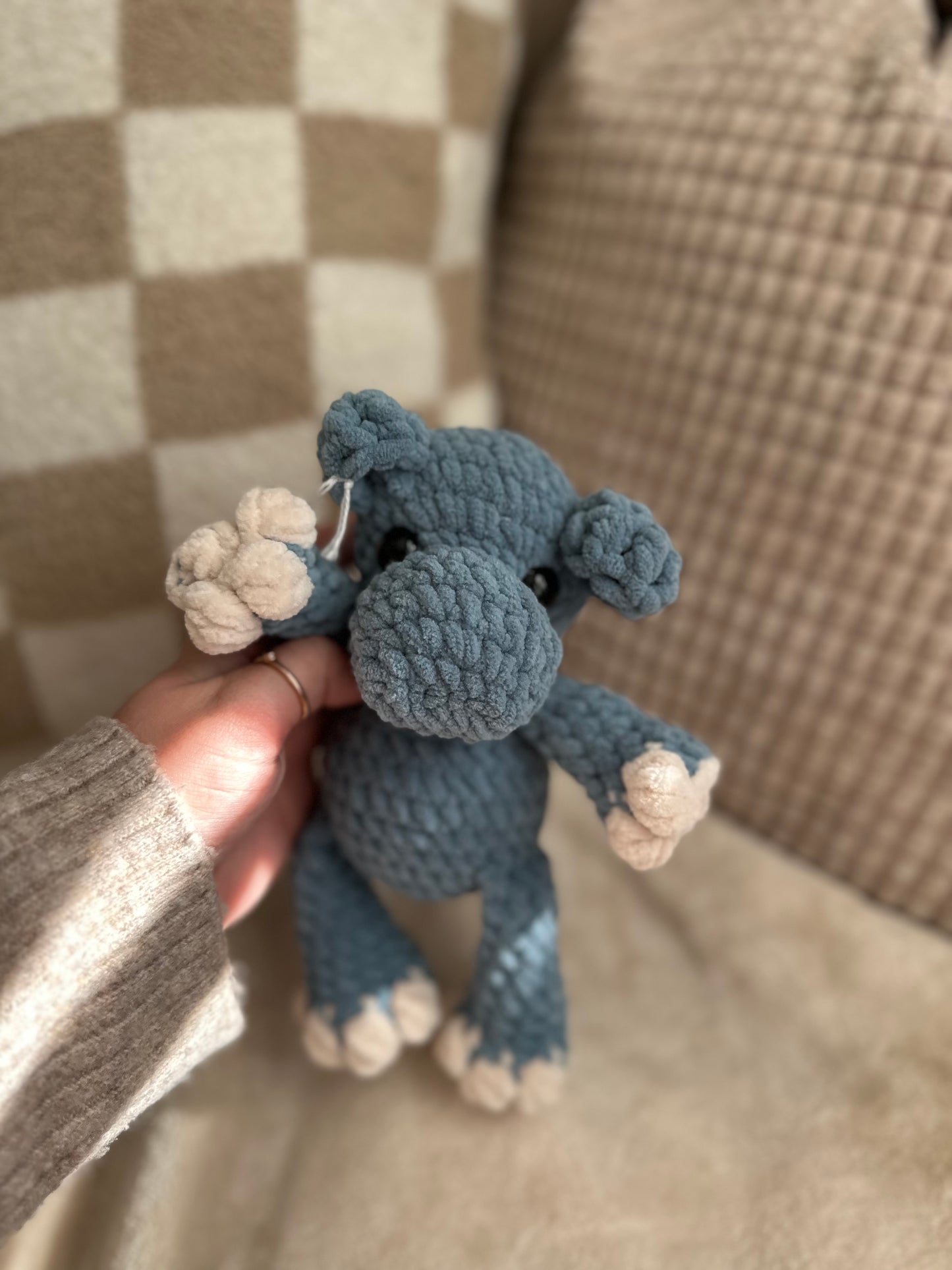 Misty Blue Herman the Hippo - Crochet Plushie