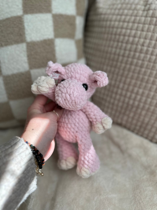 Baby Pink Herman the Hippo - Crochet Plushie
