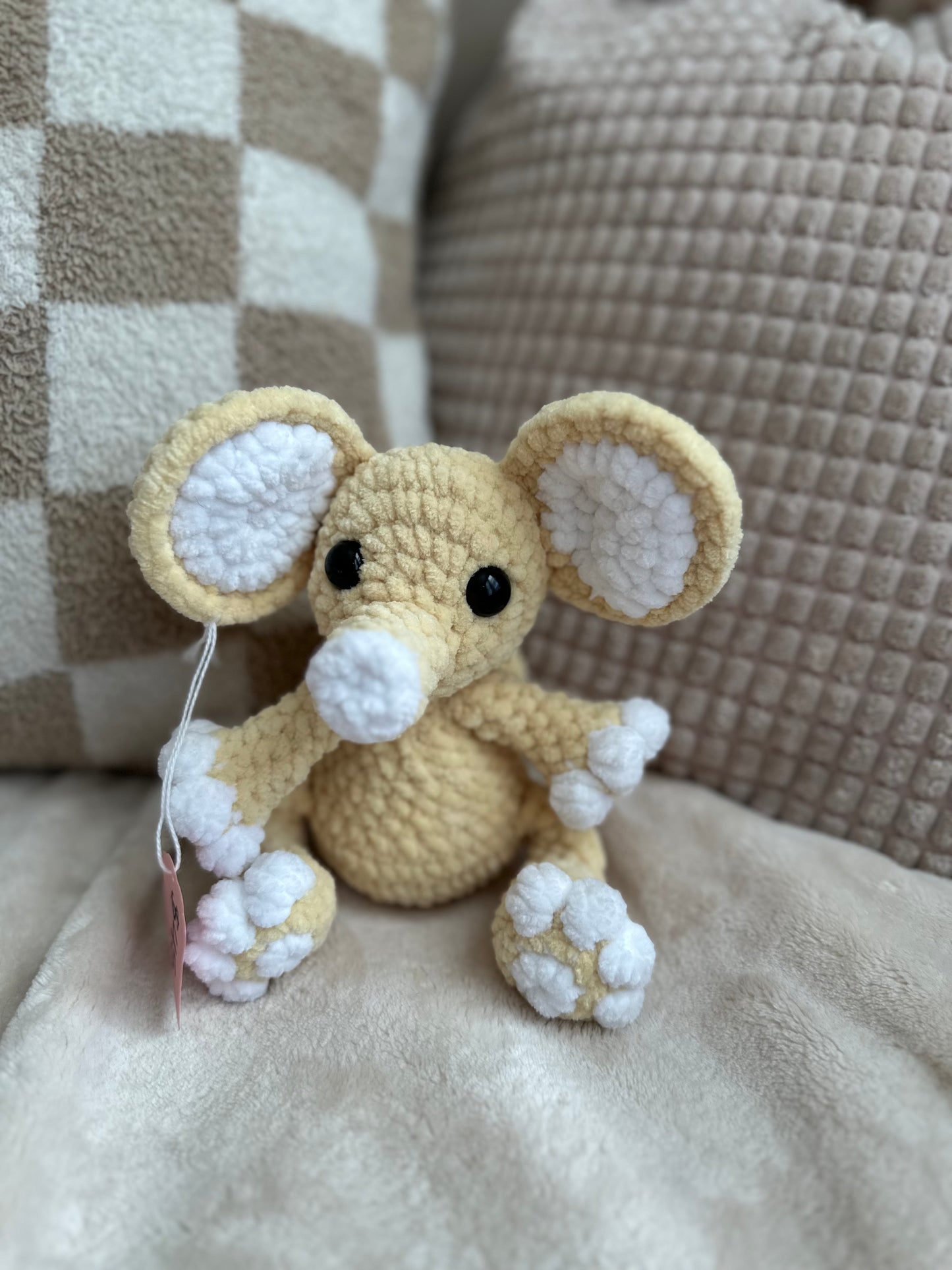 Yellow Big Eared Elephant - Crochet Plushie