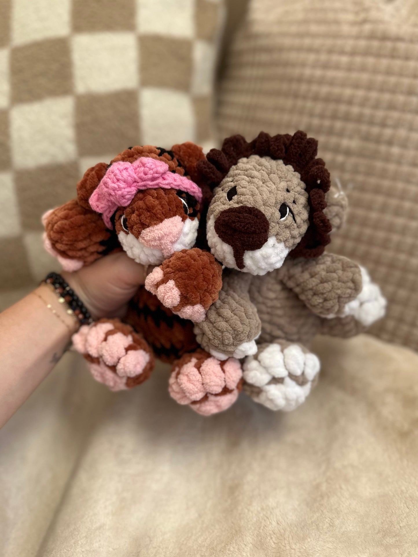 Tiger & Lion Plushie Bundle - Crochet Plushies