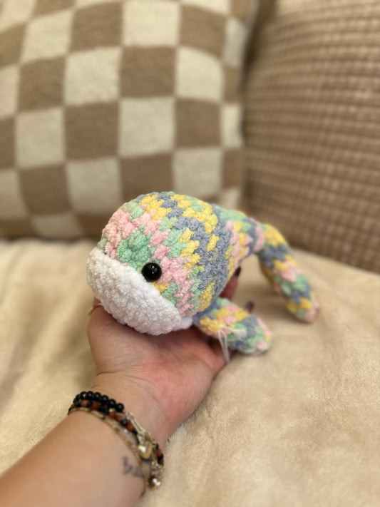 Cotton Candy Colored Whale - Crochet Plushie