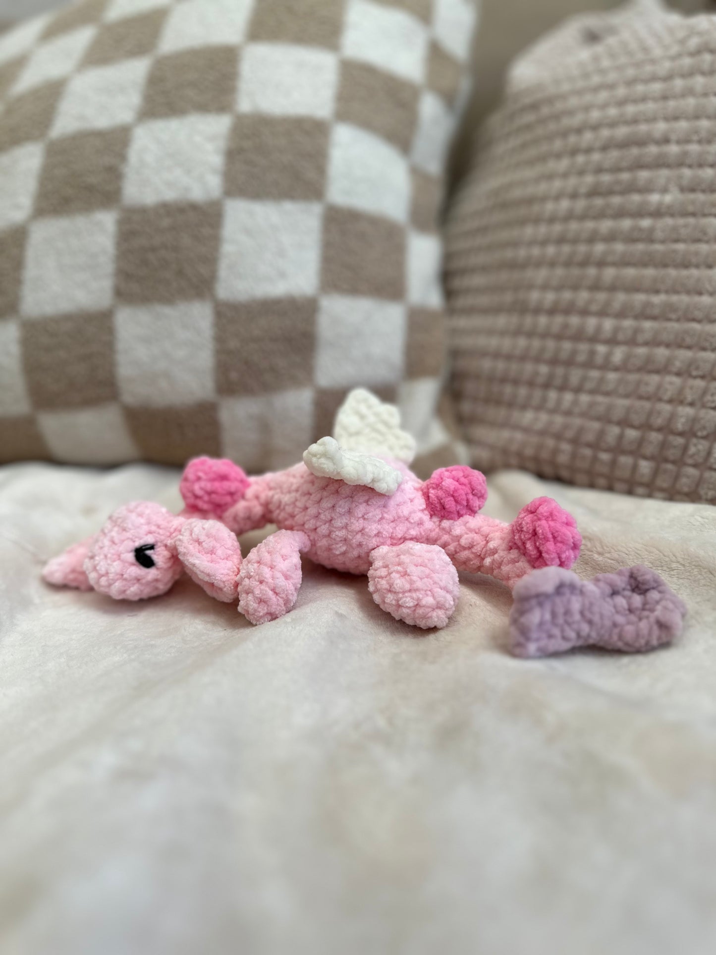 Sleepy Bubblegum Dragon - Crochet Plushie