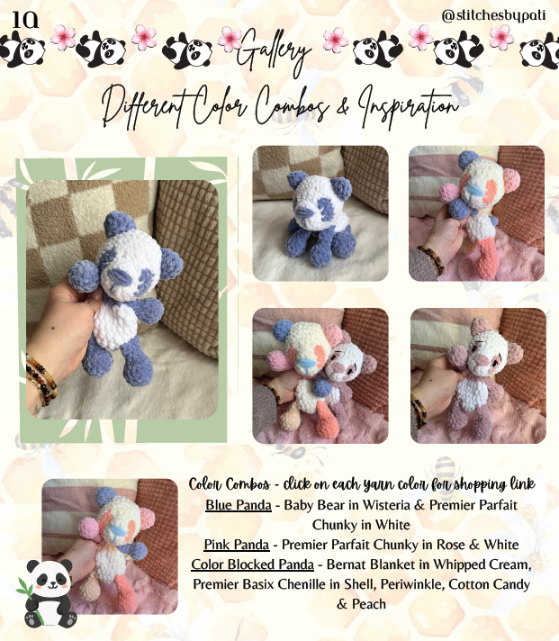Cuddly Panda Prince Snuggler Pattern - Teddy Bear Crochet Pattern - No Sew Crochet Snuggler Pattern