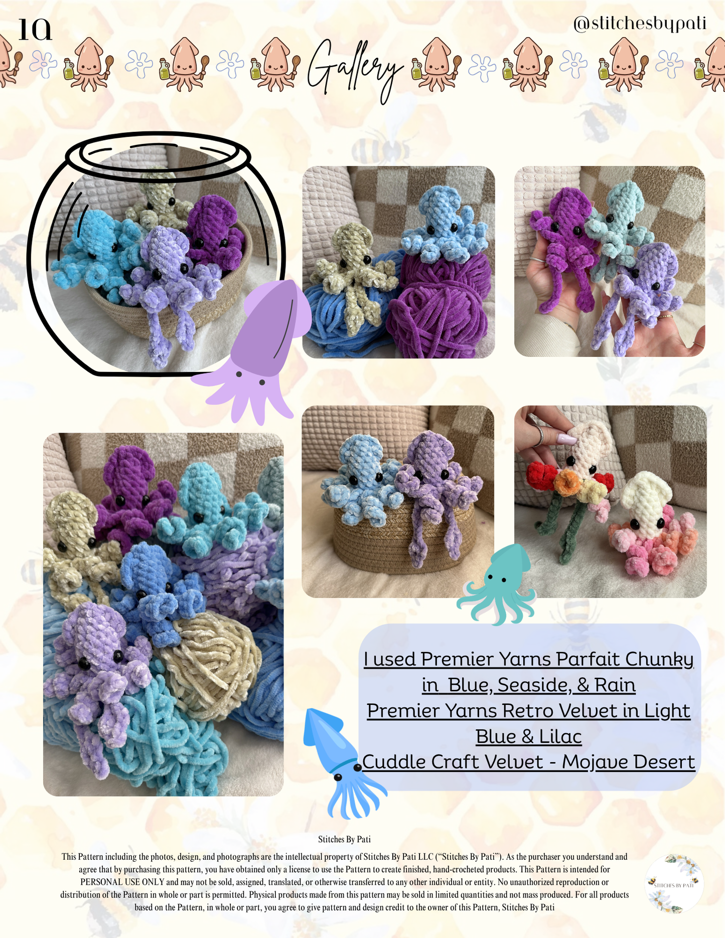 Squish the Baby Squid - NO SEW! Crochet Pattern - with RAINBOW & Appendage Modifications