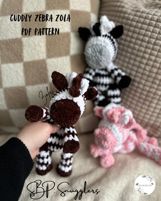 Cuddly Zebra Zola Snuggler Pattern - Zebra Crochet Pattern - No Sew Crochet Snuggler Pattern