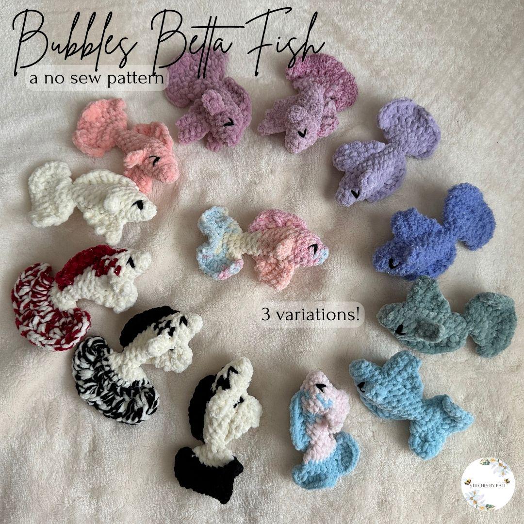 Bubbles Betta Fish - 3 Modifications - Betta Fish Crochet Pattern - No Sew Crochet Pattern