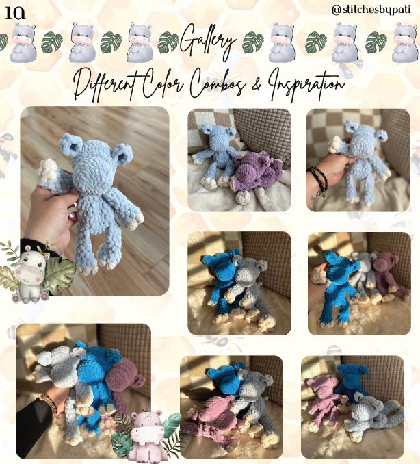 Cuddly Hippo Herman Snuggler Pattern - Hippo Crochet Pattern - No Sew Crochet Snuggler Pattern
