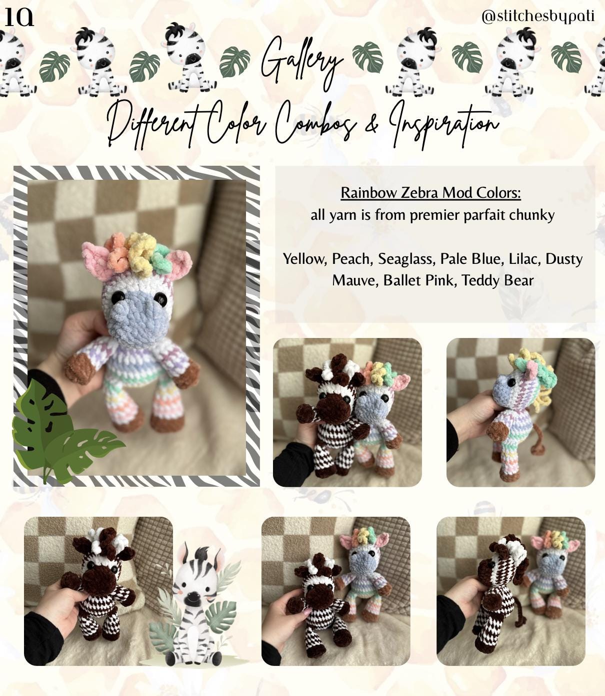 Zola the Zebra Crochet Pattern PLUS RAINBOW MODIFICATION - Zebra Crochet Pattern - No Sew Crochet Pattern