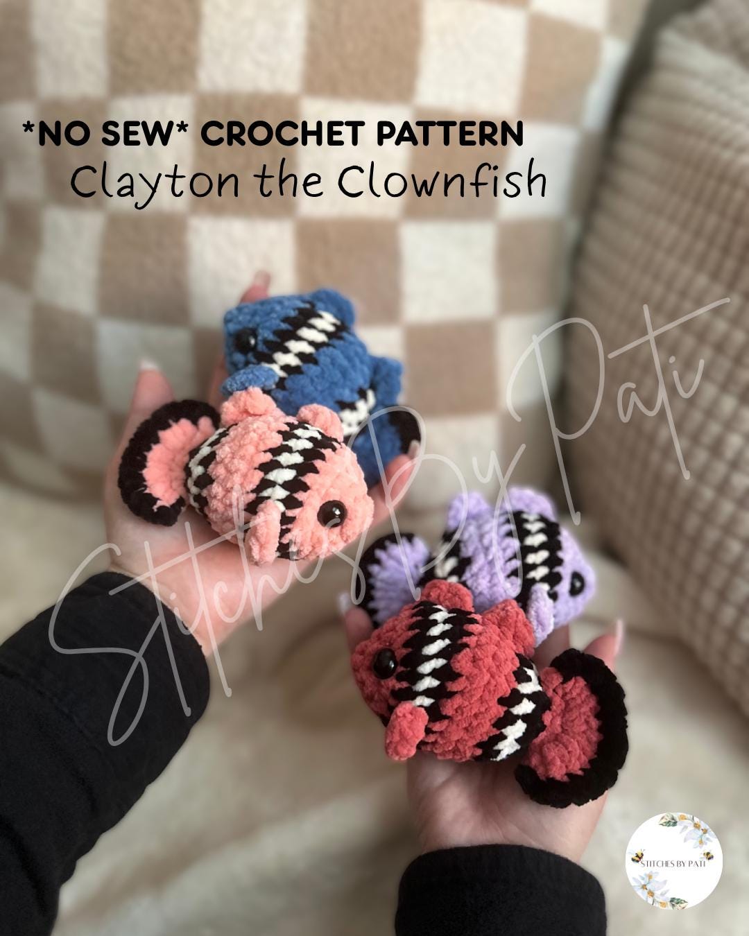 Clayton the Clownfish Crochet Pattern - NO SEW Crochet Pattern