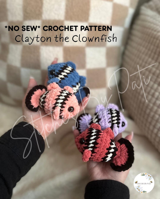 Clayton the Clownfish Crochet Pattern - NO SEW Crochet Pattern