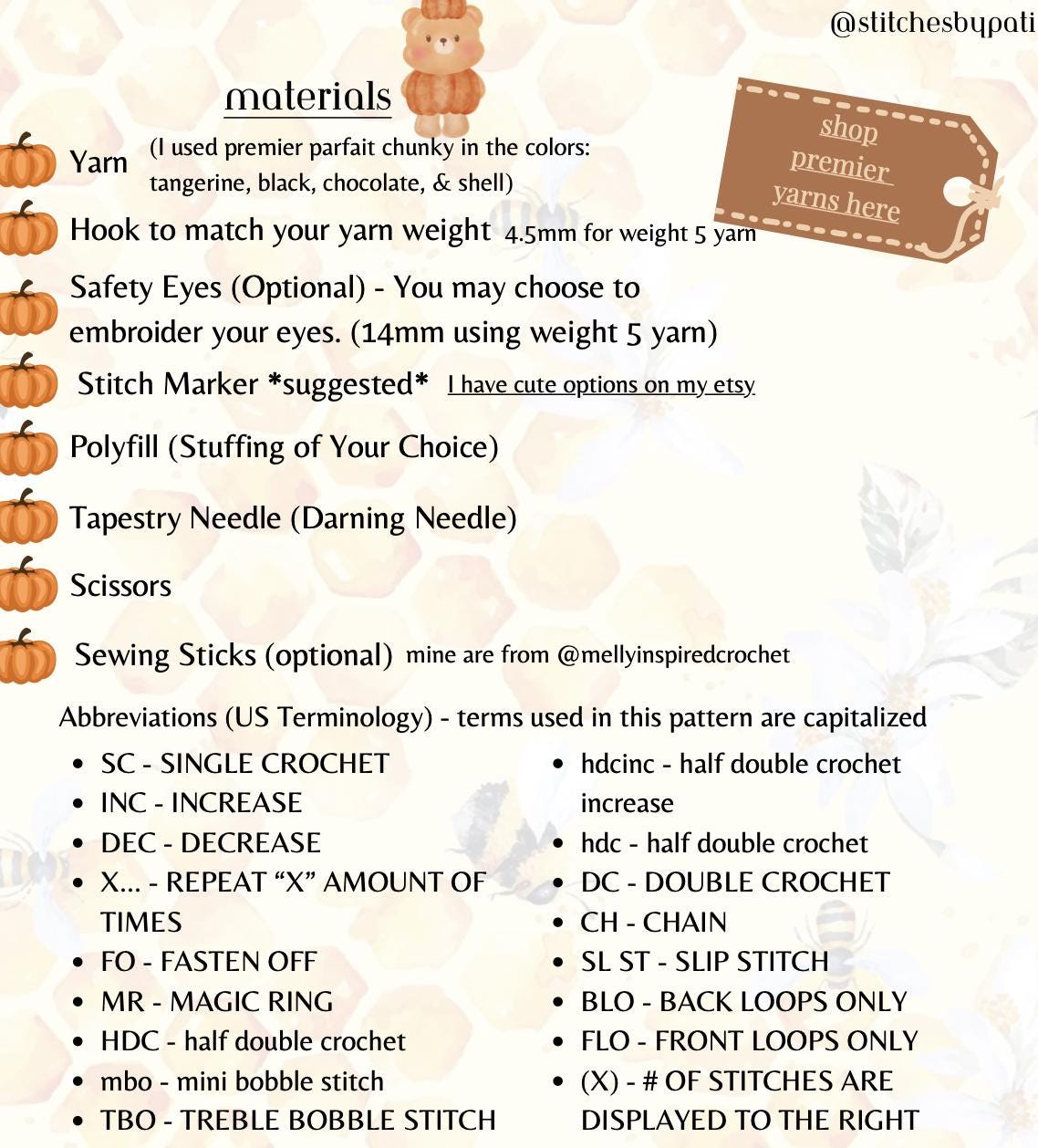 Jack O Lantern Pumpkin Bear - Bear Crochet Pattern - Low Sew Crochet Pattern