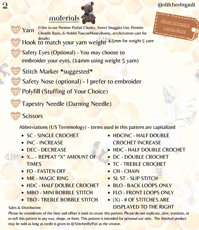 The Patchling Bear - Bear Crochet Pattern - Low Sew (base) Crochet Pattern