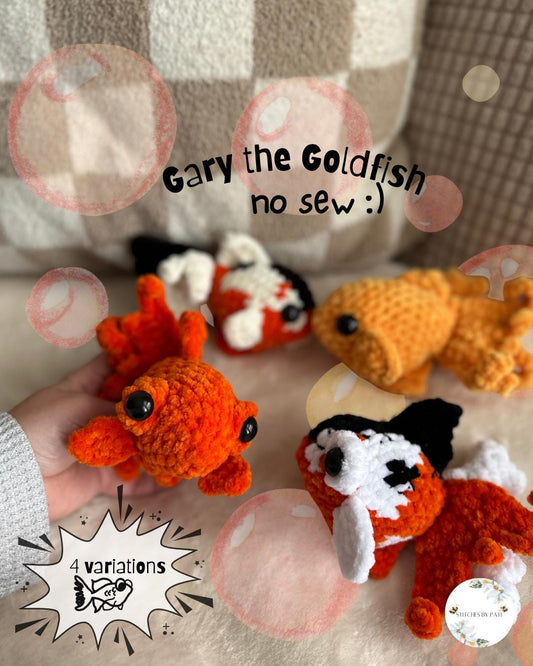 Gary the Goldfish 2in1 Pattern - 4 Versions - Goldfish Crochet Pattern - No Sew Crochet Pattern