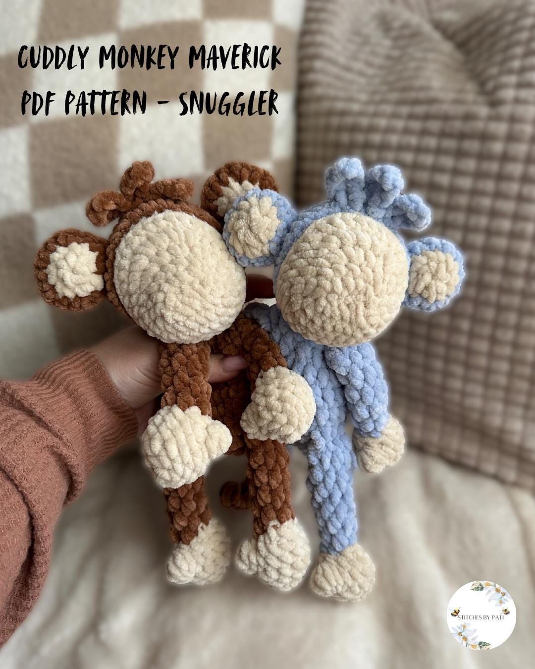 Cuddly Monkey Maverick Snuggler Pattern - Monkey Crochet Pattern - No Sew Crochet Snuggler Pattern
