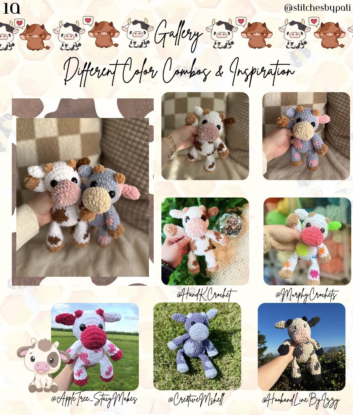 Cornelia the Cow Plushie Pattern - Cow Crochet Pattern - No Sew Crochet Plushie Pattern