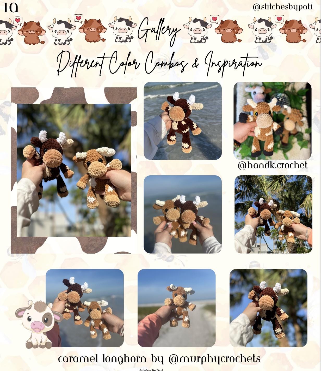 Lily the Longhorn Cow Plushie Pattern - Longhorn Cow Crochet Pattern - No Sew Crochet Plushie Pattern