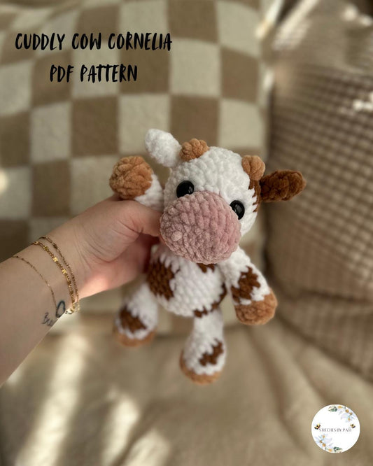 Cornelia the Cow Plushie Pattern - Cow Crochet Pattern - No Sew Crochet Plushie Pattern