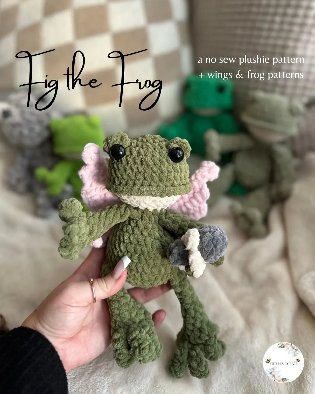 Fig the Frog Plushie Crochet Pattern - Includes Wings & Fly Pattern - Frog Plushie Crochet Pattern - No Sew Crochet Pattern