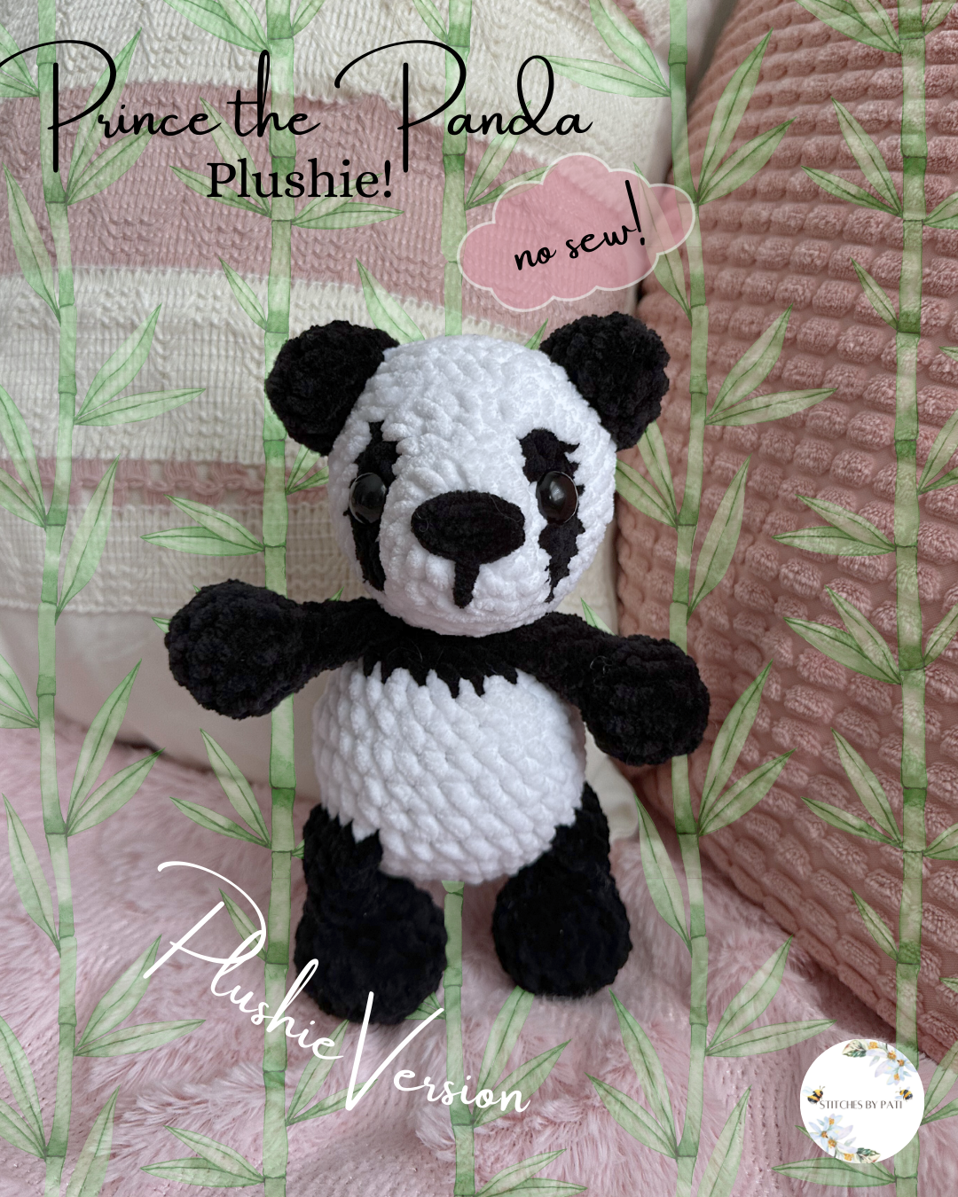 Prince the Panda Bear - Teddy Bear Crochet Pattern - No Sew Crochet Plushie Pattern
